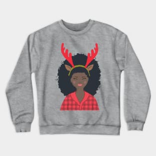 Black Woman Christmas Portrait Crewneck Sweatshirt